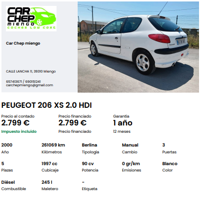 PEUGEOT 206 xs 2.0 hdi